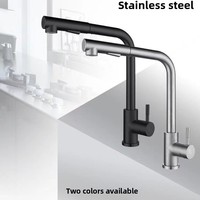 Robinet de cuisine à poignée unique en acier inoxydable Robinet d'évier coulissant chaud et froid Robinet d'évier rotatif pour lave-vaisselle en céramique en laiton pour