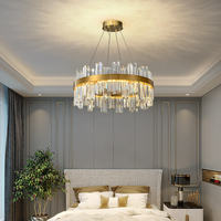 Lustre en cristal LED, lampe suspendue, luminaire moderne simple, blanc chaud, installation facile pour la maison, utilisation dans les restaurants