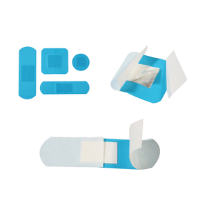 Apósitos de tela PE multiforma azules al por mayor, antibacterianos, elásticos, suaves, impermeables y detectables para heridas. - Product Image 3