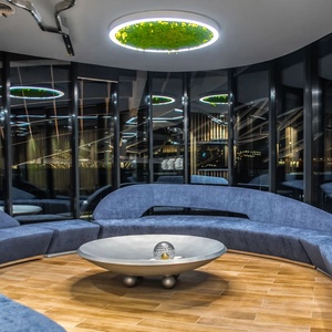 Màu xanh lá cây rêu Acoustic <span class=keywords><strong>LED</strong></span> Đèn chùm ánh sáng mặt dây chuyền tiếng ồn âm thanh hấp thụ vòng ánh sáng cho văn phòng nhà phòng tập thể dục ứng dụng - Product Image 3