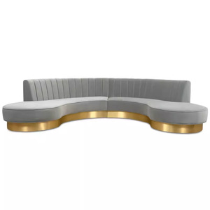 Nhiều người câu lạc bộ nhung hình chữ U thiết kế <span class=keywords><strong>sofa</strong></span> cắt đặt khung thép không gỉ được trang bị đầy đủ ghế vải bạc hengjiu - Product Image 2