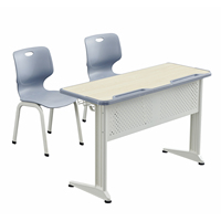 Mobilier scolaire avec table pliante en bois pour étudiants, bureau et chaise à 2 places, cadre en métal, tapis d'écriture à 2 places de bonne qualité