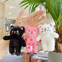 Porte-clés en peluche chat à pois mignon en gros, poupée en peluche douce en coton, animal en peluche réconfortant pour cadeau d'enfant