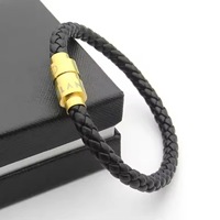 Bracelet tressé en cuir véritable avec fermoir magnétique en acier inoxydable, bracelet tissé pour homme, bijoux tendance décontractés, cadeau