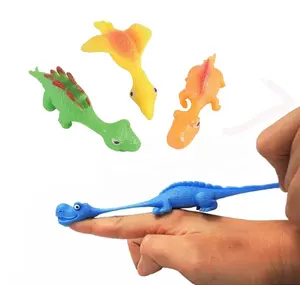 Vending Capsule Toy TPR Stretchy Soft Flying Dinosaur Animal Catapult Finger Slingshot Toy For Kids