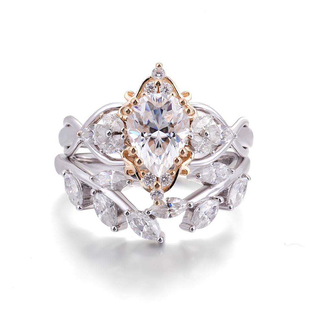 แหวนเพชรโมอิสซาไนต์ทองคำขาว 18k