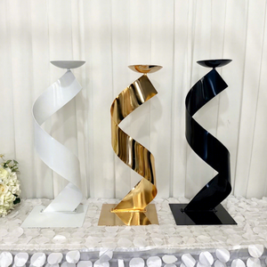 Support à fleurs en spirale en métal doré/noir/blanc, centre de table de mariage, présentoir floral pour décoration de fête - Product Image 3