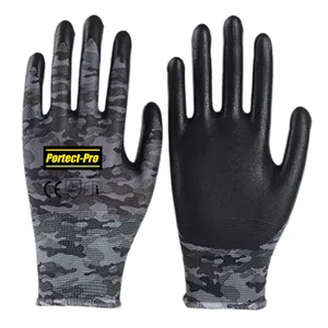 Fast Delivery 13 Gauge Polyester Liner Latex Nitrile Coated Safety Gloves