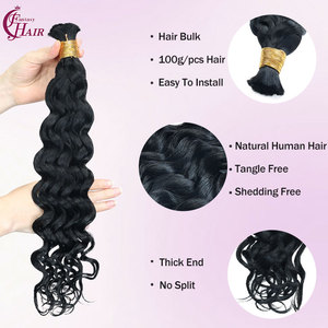 FH 12A İtalyan kıvırcık bohemian örgüler insan saçı toplu hiçbir atkı bakire hint saç satıcıları jet siyah 100g örgü insan saçı - Product Image 3