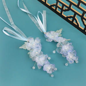 Hanfu Original Hecho a Mano 2026 en Estilo Antiguo, Seda Azul Claro, Versátil y Fresco, con Cintas Florales, Pinzas para el Cabello y - Product Image 2