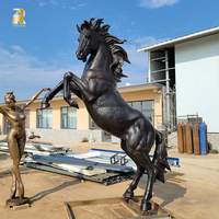 Statue de cheval galopant en bronze noir de grande taille de haute qualité RELONG, sculpture personnalisée, nouveau design pour parc extérieur, jardin