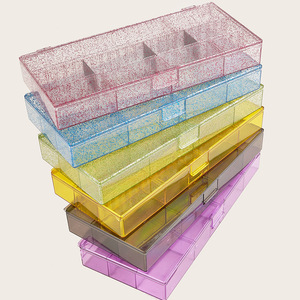 Caja de almacenamiento transparente para escritorio, organizador de cosméticos de plástico con tapa a prueba de polvo, almacenamiento de maquillaje rectangular con múltiples compartimentos - Product Image 1
