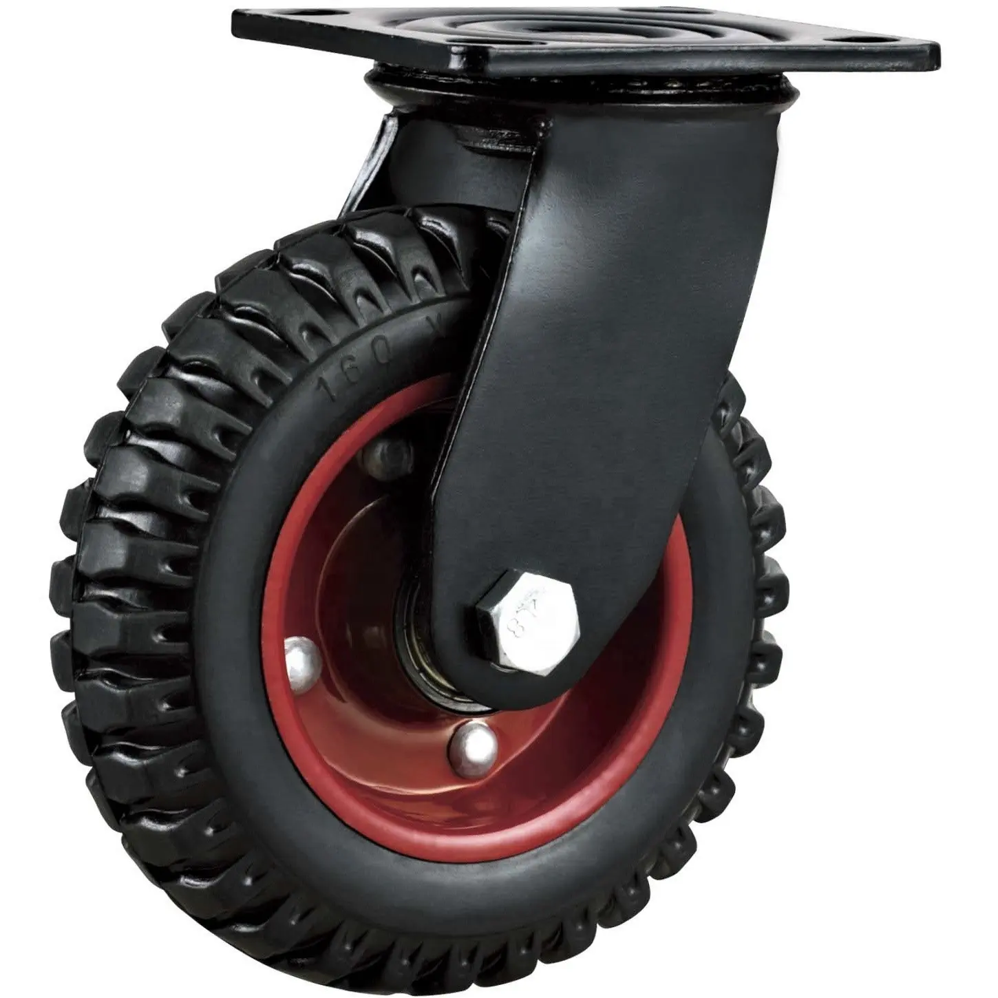 S-S kauçuk endüstriyel tekerlekler çöp bidonları ağır sıcak dokulu siyah görünüm için 8 inç