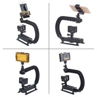 Stabilisateur de caméra de poche en forme de C, support DV Portable, lumière de Studio, Kit de Microphone, projecteur vidéo avec tête de trépied à chaussure froide