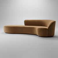 Canapé modulaire incurvé, série personnalisée, couleur caramel moderne, sans accoudoirs, ensemble de canapés asymétriques pour la maison, le bureau, le salon, l'école