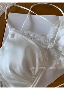Soutien-gorge d'été rembourré en soie de mûrier à fines bretelles réglables sans fil, respirant, beauté du dos, vêtements d'extérieur, dentelle sans couture - Product Image 3