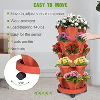 Planter Taman Vertikal 5 Tingkat untuk Rumah dan Luar Ruangan, Modern, Bahan PP, untuk Menanam Bunga, Sayuran, dan Sukulen