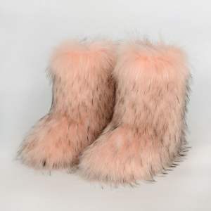 Viviblook Z106BT02 New Fashion Woman Plush Warm Platform Winter Snow <b>Boots</b> Outdoor Luxury Furry Faux Fox Fur <b>Boots</b> - Product Image 5