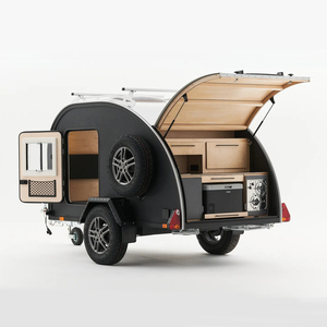 Remolque de Camping Moderno en Forma de Lágrima, Cabina para Dormir Remolcable con Cocina Trasera, Construcción de Acero Inoxidable y Aluminio, Capacidad para 8 Personas - Product Image 4
