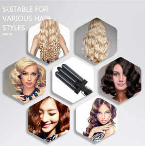 Rizador de pelo iónico de cerámica de Triple barril, hierro ondulado Triple de onda grande, uso múltiple, temperatura LCD, aluminio certificado <span class=keywords><strong>PTC</strong></span> ROHS - Product Image 6