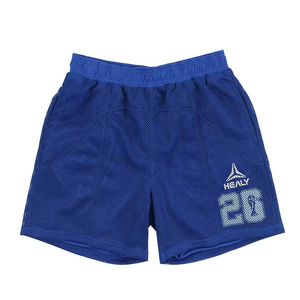 Pantalones cortos deportivos de malla informales de verano transpirables de doble capa personalizados para hombre, bolsillos, 100% poliéster, secado rápido, ligeros, de alta calidad - Product Image 1