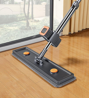 Système de nettoyage de sols Joybos avec serpillière en microfibre, seau pliable à roulettes, 6 têtes de serpillière réutilisables en acier et lavables