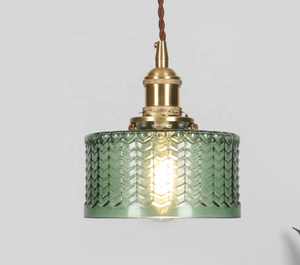Lampe suspendue en verre côtelé rétro, style japonais nordique vintage, en laiton, pour îlot de cuisine, salle à manger, chevet - Product Image 4