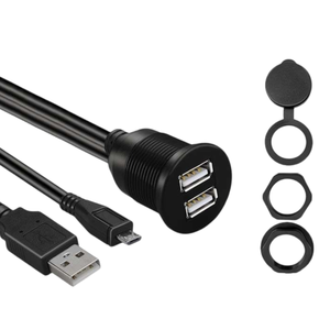 Per auto barca moto pannello a filo montaggio doppio <span class=keywords><strong>USB</strong></span> 2.0 femmina a maschio <span class=keywords><strong>Micro</strong></span> <span class=keywords><strong>USB</strong></span> cavo impermeabile