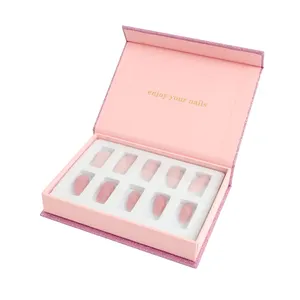 Boîte à ongles de taille personnalisée, élégante, pliante, transparente, presse sur les ongles, boîte avec fenêtre, luxe, prédesign 2021, nouvelle collection pour Simple JM