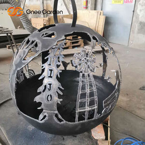 Pozo de fuego de acero Corten para interior/exterior creativo con diseño de esfera rústica Características de jardín para calefacción de combustible de carbón y leña - Product Image 5