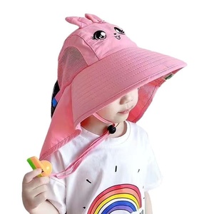 Sombrero de cubo de verano con protección UV para niños, bordado en camuflaje 3D, capa de felpa de ala ancha de dinosaurio para niños y niñas, cuello ajustado para bebés - Product Image 4