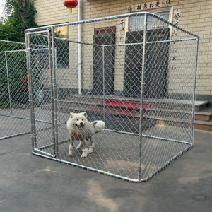 屋外犬の実行犬小屋パネル通気性のある屋根とジッパー閉鎖動物パターンデザインの亜鉛メッキチェーンリンクメタル - Product Image 1