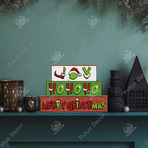 <strong>Desk</strong> <strong>Wooden</strong> Crafts Plaque Xmas Stand Holiday Tabletop Ornaments Merry Christmas Party Decoration - Product Image 4