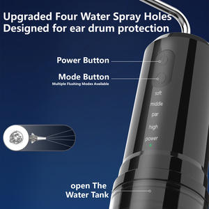 Nettoyeur d'oreilles portable, kit de retrait de cérumen, nettoyeur de pores, seringue à eau rechargeable, 4 modes d'irrigation et de lavage des oreilles - Product Image 5