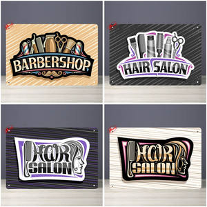 Прямая поставка, парикмахерский магазин, винтажные металлические жестяные знаки, декор для парикмахерской, табличка, рекламный щит, настенный художественный плакат, вывеска для украшения парикмахера - Product Image 6