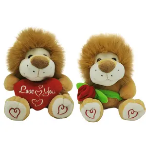 中国工厂销售狮子动物超柔软高品质毛绒公仔狮子情人节礼物