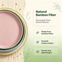 Assiette ronde réutilisable en fibre de bambou 20 cm, sans danger pour les aliments, incassable, écologique, pour salade, fruits, collations et repas quotidiens