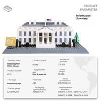 Nuevo Set de Bloques de Construcción de Arquitectura DIY, Modelo de Casa de Washington Unisex, Juguete Educativo de Construcción, Edificios de ABS