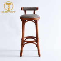 Chaise de restaurant ergonomique en bois massif, siège confortable, tabouret de bar en bois avec repose-pieds pour hôtel, café, bistrot, maison