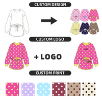 Setelan Dua Potong Anak Perempuan untuk Musim Semi/Gugur, Atasan Lengan Panjang Motif Polkadot Kerah Bulat untuk Olahraga dan Latihan, Dilengkapi Rok, Dapat Disesuaikan