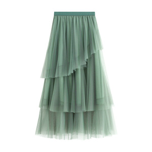 <span class=keywords><strong>Jupe</strong></span> <span class=keywords><strong>TUTU</strong></span> asymétrique à volants en tulle, 3 couches, style gâteau, en maille, mi-longue, taille haute, pour <span class=keywords><strong>femme</strong></span>, idéale pour <span class=keywords><strong>mariage</strong></span>, fête ou tenue décontractée - Product Image 2