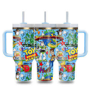 Bouteille d'eau isotherme en acier inoxydable de 40 oz avec couvercle et paille, motif dessin animé, vente en gros d'usine, conception personnalisée - Product Image 3