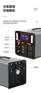 สถานีไฟฟ้าพกพาสำหรับใช้งานกลางแจ้ง ขายดี 220V 12V ความจุขนาดใหญ่ 1800W 1500W 600W สำหรับใช้ในบ้าน รุ่นใหม่ล่าสุด - Product Image 5