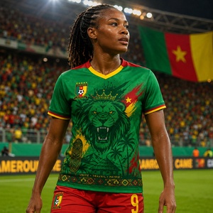 <span class=keywords><strong>Maillot</strong></span> de football et short rétro rose personnalisé <span class=keywords><strong>du</strong></span> Cameroun, édition 2026 2025, pour adultes, inspiré des équipes nationales et des clubs africains (1990 2002) - Product Image 1