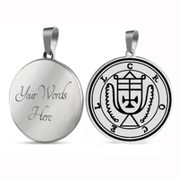SUMMLY Les sceaux des 72 esprits Lesser Key Solomon King Asmoday Demon Origins Goetia 49-60 Collier pendentif en acier inoxydable