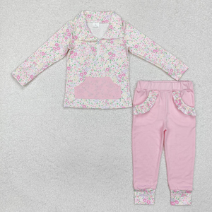 Conjuntos de Ropa al por Mayor para Bebés Niñas Pequeñas, Camisas de Manga Larga con Cierre y Flores, Pantalones con Bolsillos - Product Image 6