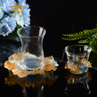 Vajilla de Vidrio Reutilizable de Lujo con Grabado de Cristal de la Serie Rose de SAINT-VIEW, Taza para Café, Jugo de Frutas y Té, con Logotipo Personalizado para Restaurante