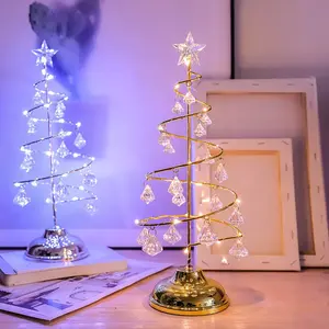 Decorações de mesa de Natal para Halloween, luminária LED de cristal brilhante com estrelas, iluminação decorativa para mesas festivas
