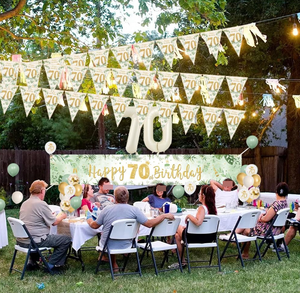 Décorations <span class=keywords><strong>de</strong></span> fête d'<span class=keywords><strong>anniversaire</strong></span> 40-70 ans vert sauge et blanc : Bannières, drapeaux, <span class=keywords><strong>chemin</strong></span> <span class=keywords><strong>de</strong></span> <span class=keywords><strong>table</strong></span>, ballons en aluminium 0-9, ballons imprimés, décorations <span class=keywords><strong>de</strong></span> gâteau - Product Image 3