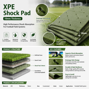 Tapis antichoc XPE <span class=keywords><strong>pour</strong></span> terrain de football artificiel, absorption des chocs élevée, sous-couche <span class=keywords><strong>pour</strong></span> <span class=keywords><strong>gazon</strong></span>, trou de drainage, 10 mm, tapis antichoc sportif - Product Image 2